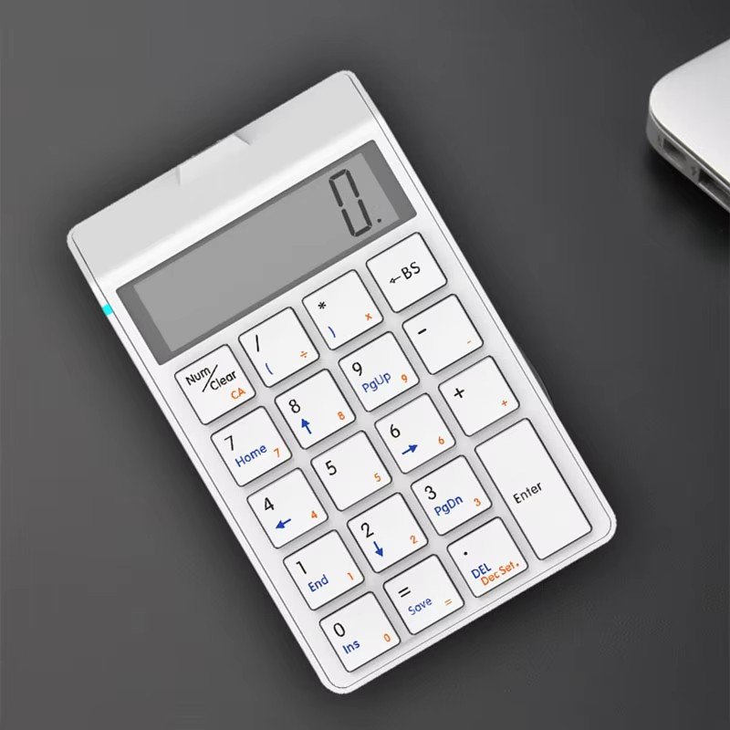 2-in-1 Bluetooth Wireless Numeric Keyboard USB Charging Calculator Keypad Switch Type Laptop Tablet Use New Accounting Display