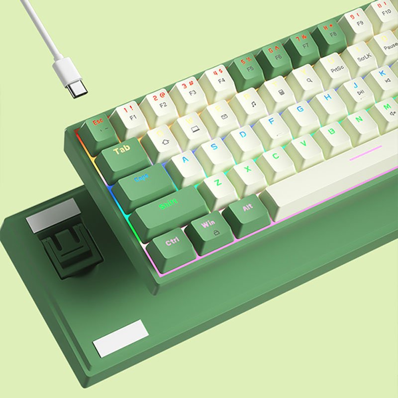 68 Keys Compact TKL Hot Swappable Mechanical Keyboard,white Backlit,Blue Switch 60mechanical keyboard