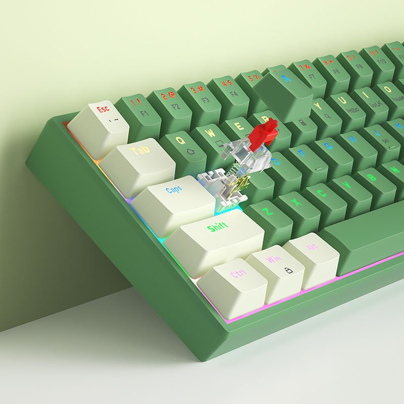 68 Keys Compact TKL Hot Swappable Mechanical Keyboard,white Backlit,Blue Switch 60mechanical keyboard