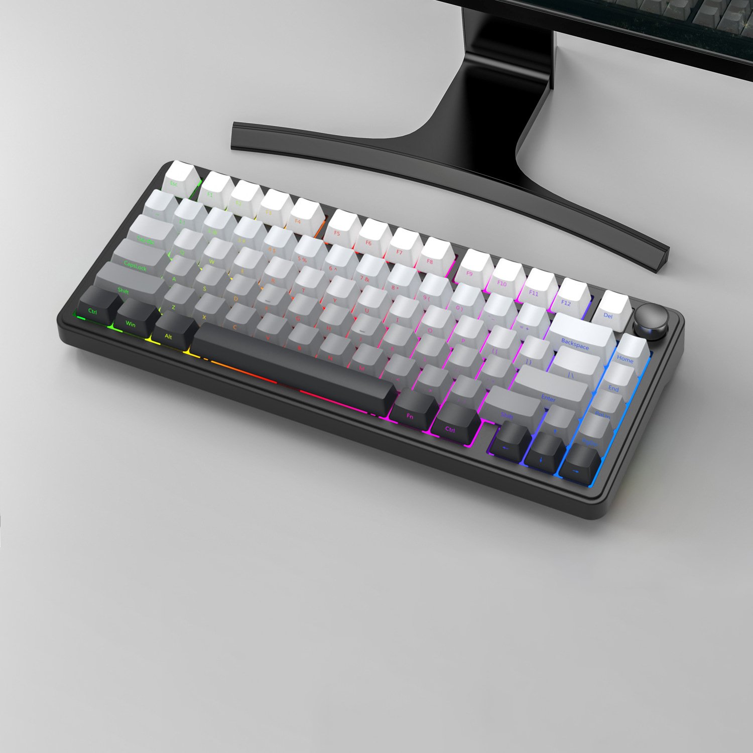 75% Gradient Side Print Keycaps 3 Mode RGB Wired 2.4G Wireless Gaming Mechanical Keyboard