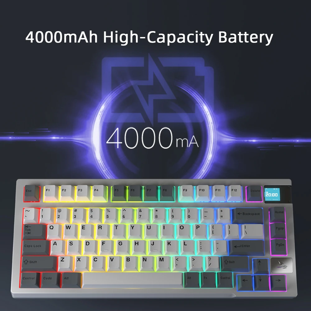 Darmoshark K8 Trio-mode Mechanical gaming Keyboard RGB Hot-Swap Gateron Ever free switch 75% layout 81 keys with screen Customs