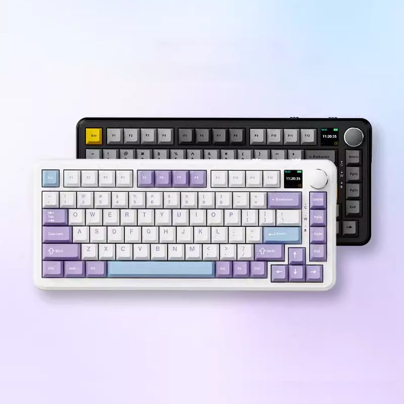 New Arrived Ajazz AK820MAX 75% Gasket Gaming BT Wired USB RGB 2.4G Wireless Mechanical keyboard with Screen
