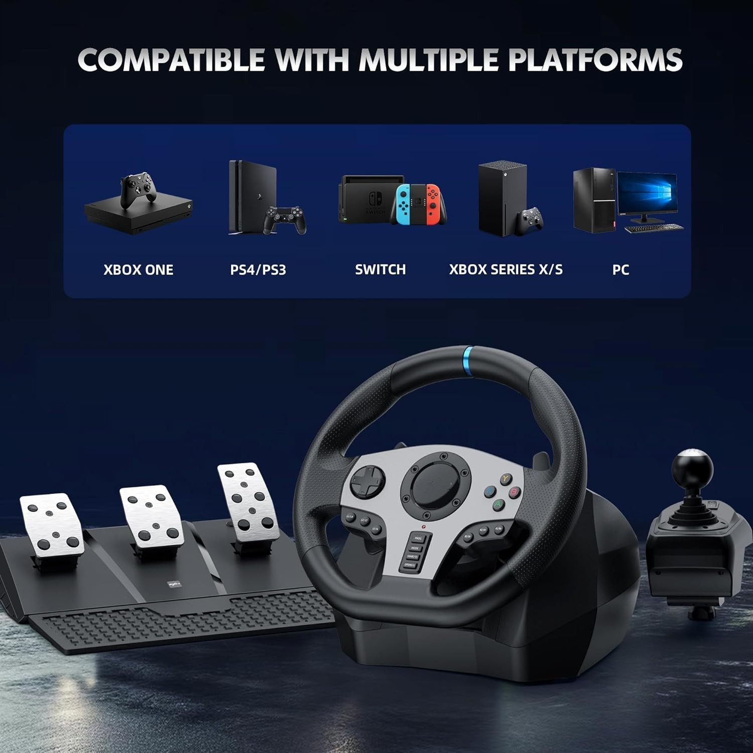 company Price For The New V9 Vibration Gaming Racing Wheel Set 900 Degree Racing Steering Wheel With Pedal And Gear Stick