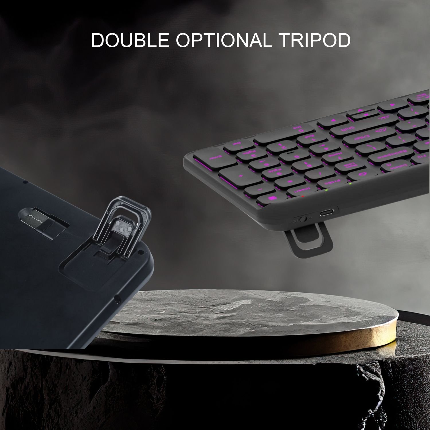 2024 new Private Dual Mode Wireless 2.4g Bluetooth Backlit Keyboard Multi-device Ultra Thin With double bracket