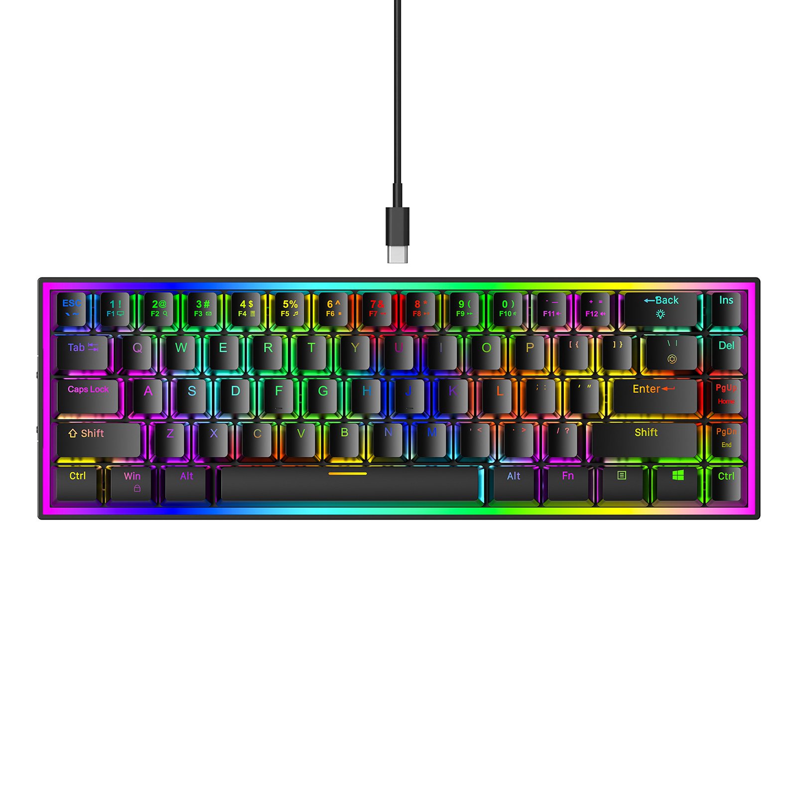 Hot Swappable 24 Backlit Gaming Keyboards Computer Laptop Gamer Keyboard Teclado 68 Keys Red Switch Wired Mechanical Keyboard