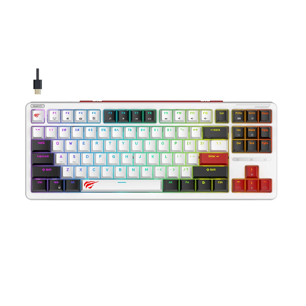 Havit KB902L 88 Keys Rainbow LED Backlit Computer USB Wired Gaming Keyboard Colorful Lighting Mechanical Keyboard for PC