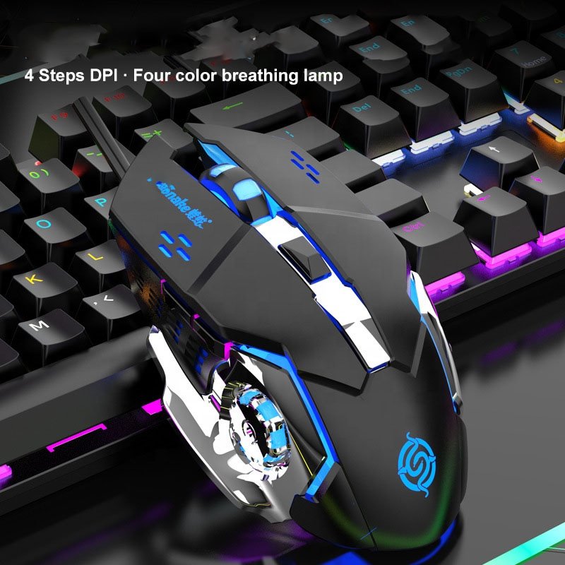 KM600 Professional Gamer Blue Switches Gaming wired Keyboard 104 Keys Portable LED RGB Backlit PC Mechanical Keyboard mouse set