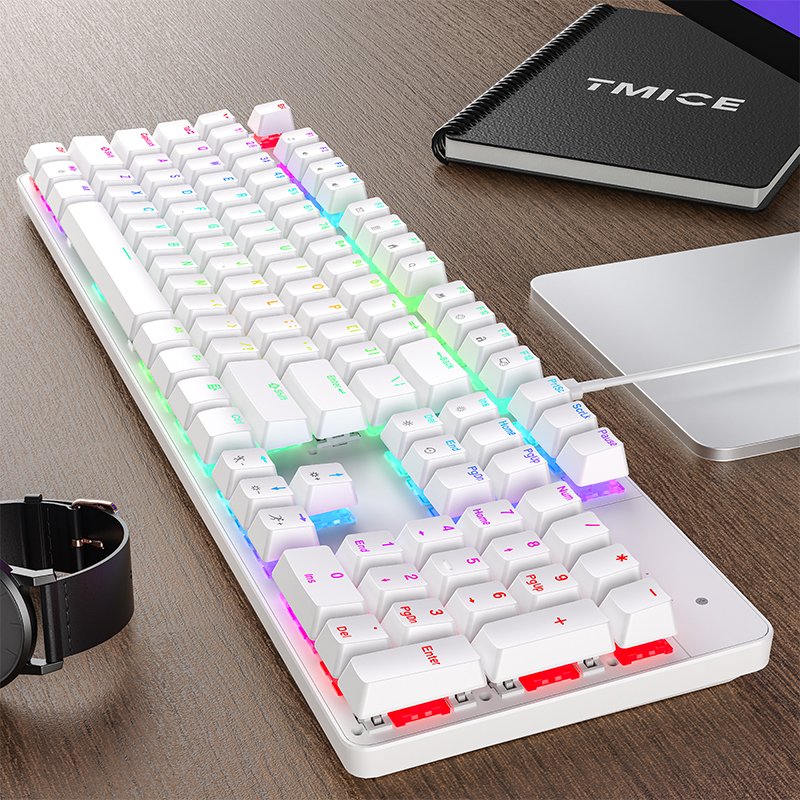 Custom 104 Keys LED Backlit USB Wired Gaming Keyboard Red Switch Anti-Ghosting Durable Computer Mechanical Keyboard for Gamer