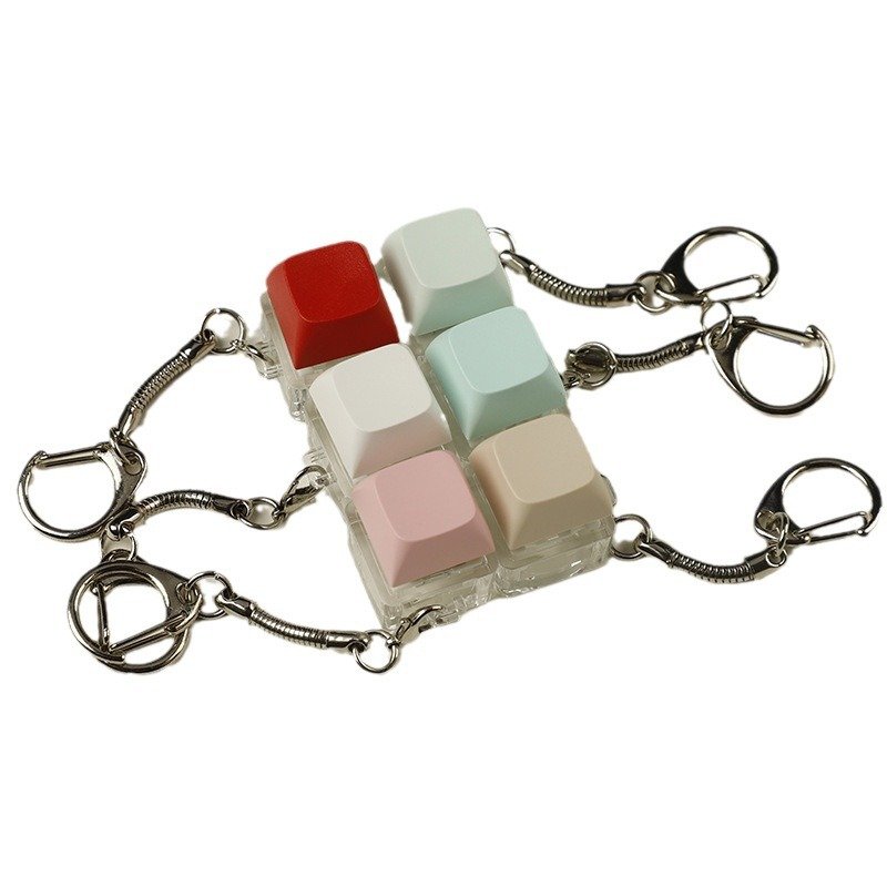LED Light Up Macaron Keycap 1 Button Clicker Keyboard Fidget Keychain Keycap Keychain