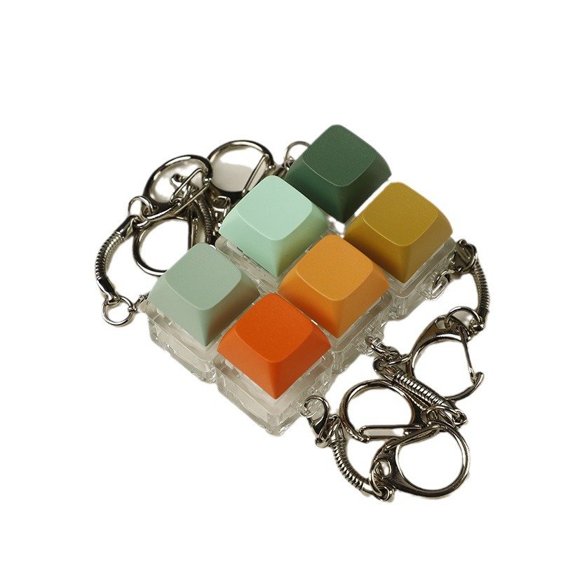 LED Light Up Macaron Keycap 1 Button Clicker Keyboard Fidget Keychain Keycap Keychain