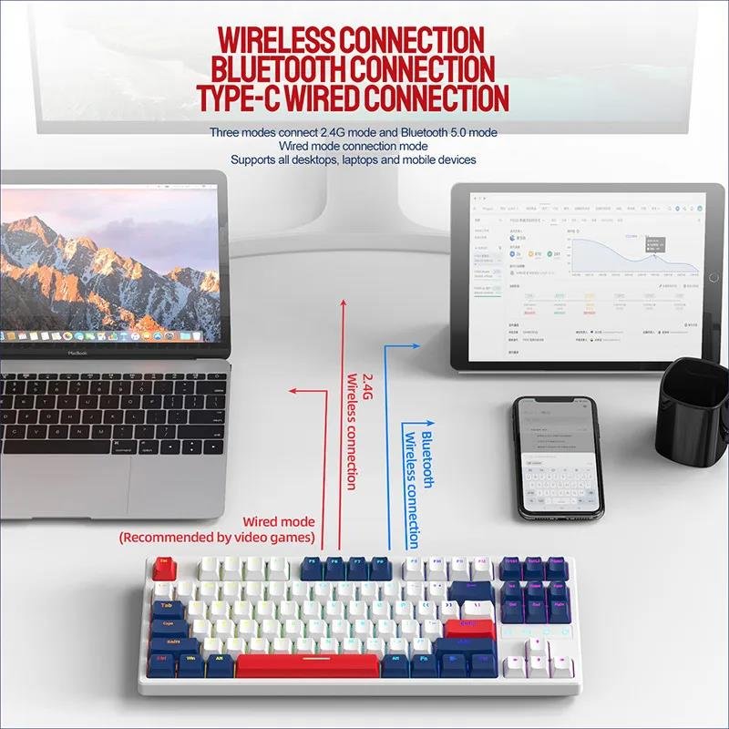 K87 Mechanical Keyboard Swappable KeyCaps Hot Swap RGB Switch Wired Keyboard 87 Keys Gamer Keyboard Gaming Accessories