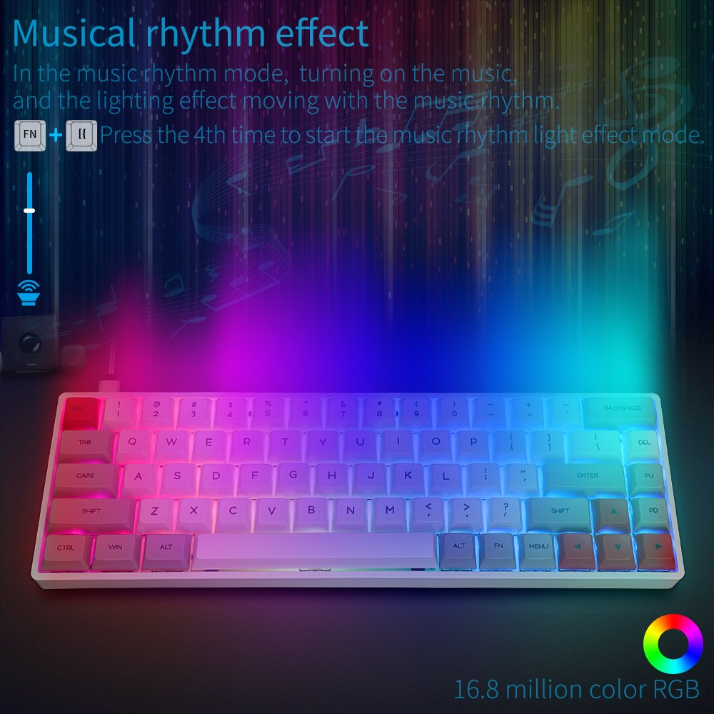 Hot Selling 68 Keys Mechanical Keyboard Gateron Optical Red Switch Colorful Rgb Mechanical Gaming Keyboard gk68 sk68