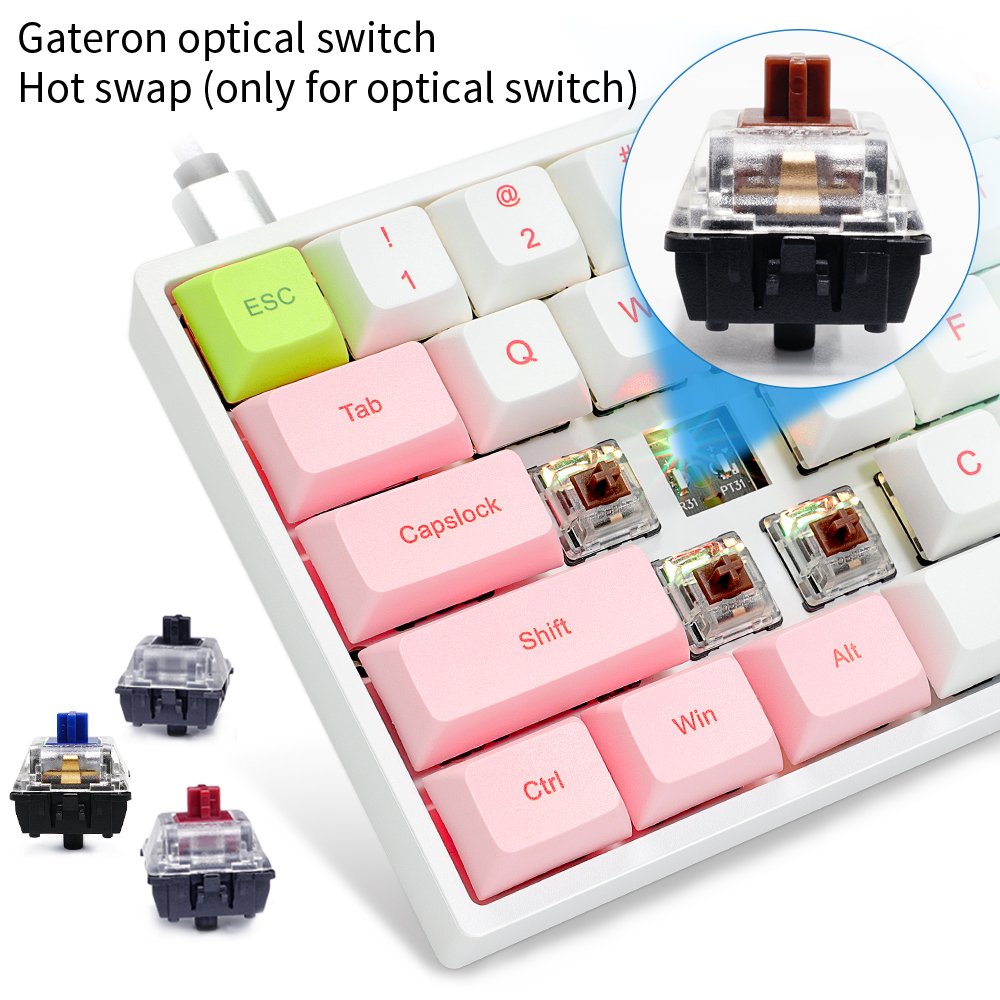 Wholesale Skyloong sk61 gk61 colorful RGB 60% PBT keycaps Gateron switch hotswap gaming mechanical keyboard