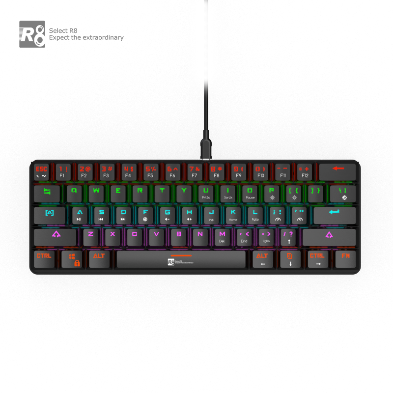 Custom 61 Keys Wired Mechanical Keyboard With Type-c Interface USB RGB Computer Mechanical Switch Backlit Gaming Keyboard
