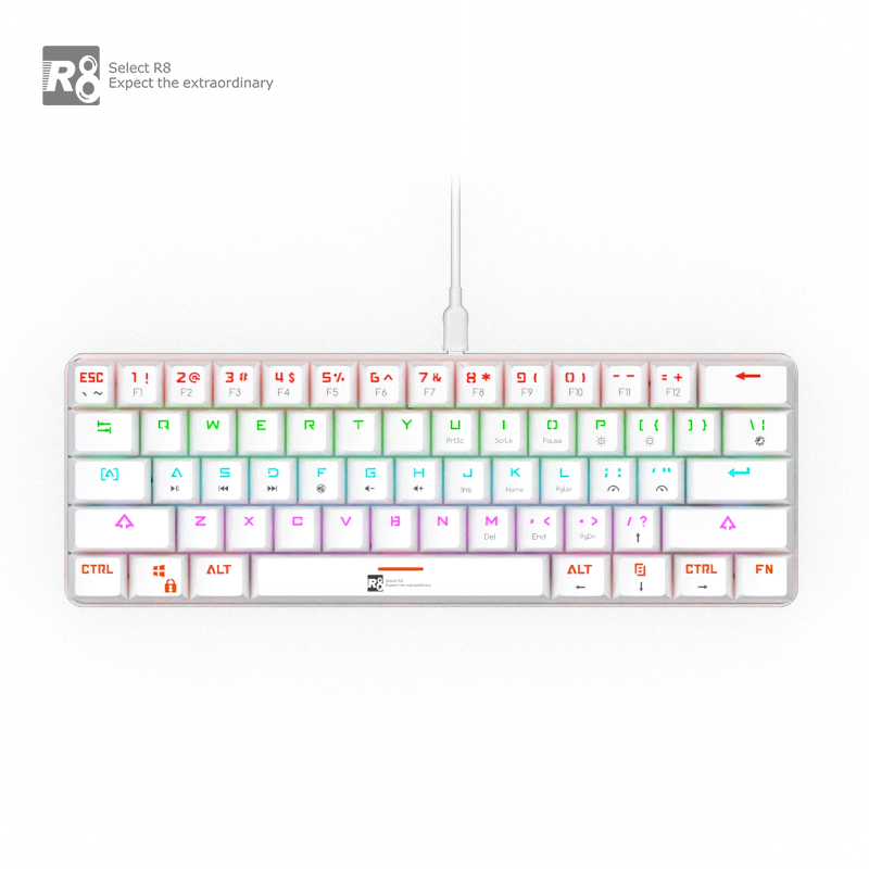 Custom 61 Keys Wired Mechanical Keyboard With Type-c Interface USB RGB Computer Mechanical Switch Backlit Gaming Keyboard