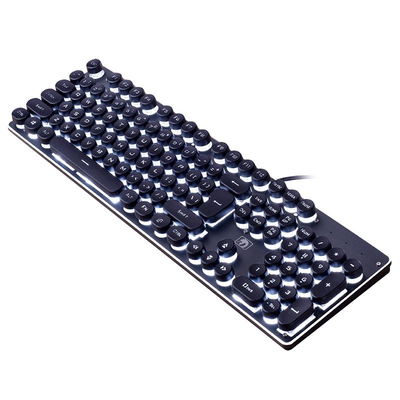 Backlit Gaming Keyboard Steampunk Retro USB Wired Glowing Metal Panel Laptop computer Keyboard