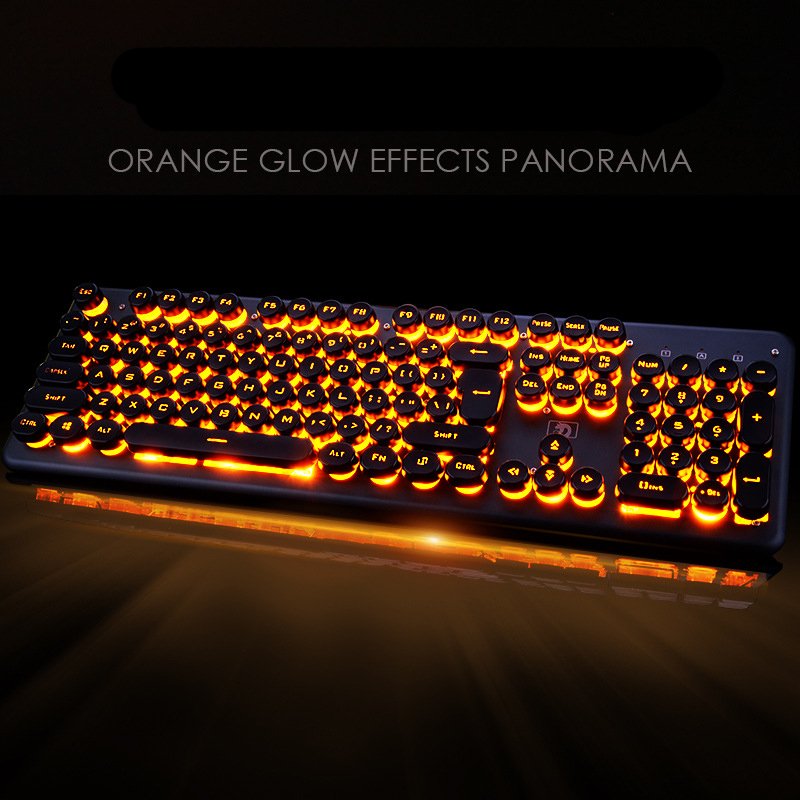 Backlit Gaming Keyboard Steampunk Retro USB Wired Glowing Metal Panel Laptop computer Keyboard