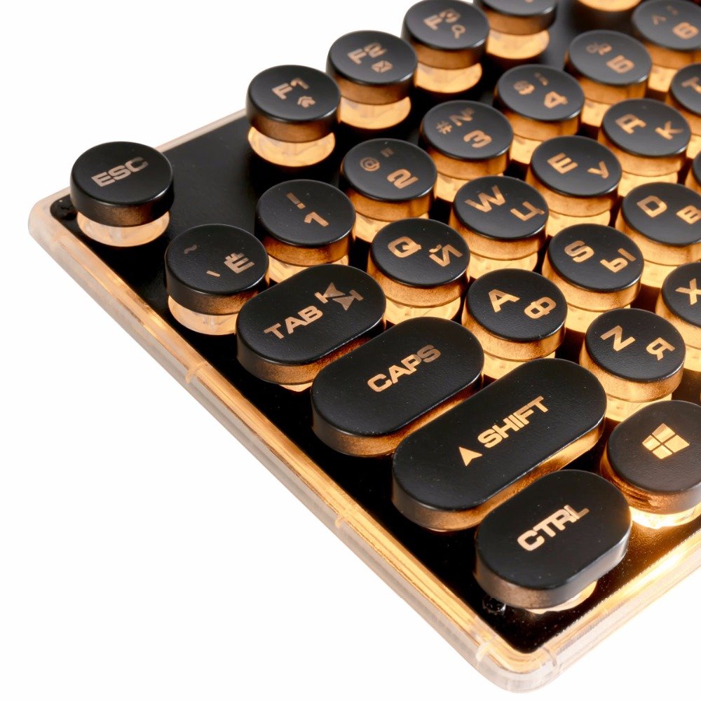 Backlit Gaming Keyboard Steampunk Retro USB Wired Glowing Metal Panel Laptop computer Keyboard