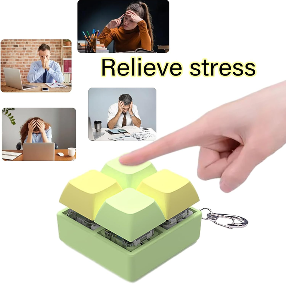 ET 2024 New Design Keyboard Clicker Switch Fidget Toys For Kids Adults Led Keyboard Keychain Mechanical Light Keychain