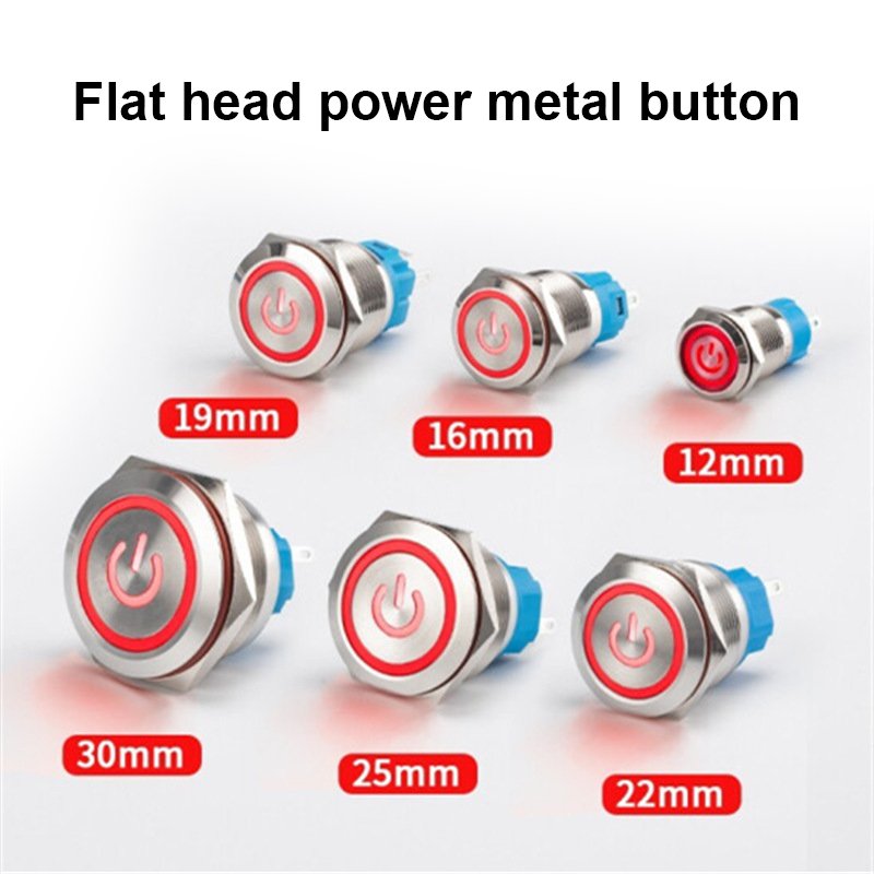 Custom Symbols Start Stop Button Metal Button Switch 8/10/12/16/19/22Mm Self-Relocking Start Round Waterproof Screw Metal Switch