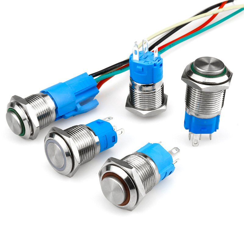 Custom Symbols Start Stop Button Metal Button Switch 8/10/12/16/19/22Mm Self-Relocking Start Round Waterproof Screw Metal Switch