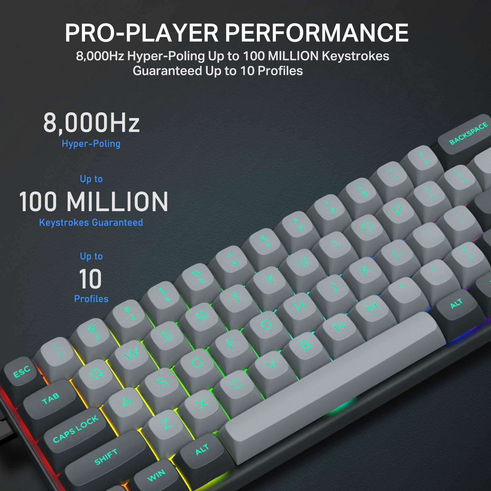 Hz61 Round Keycaps Gaming Keyboards Wired RGB Outemu Magnetic Switch Keyboard