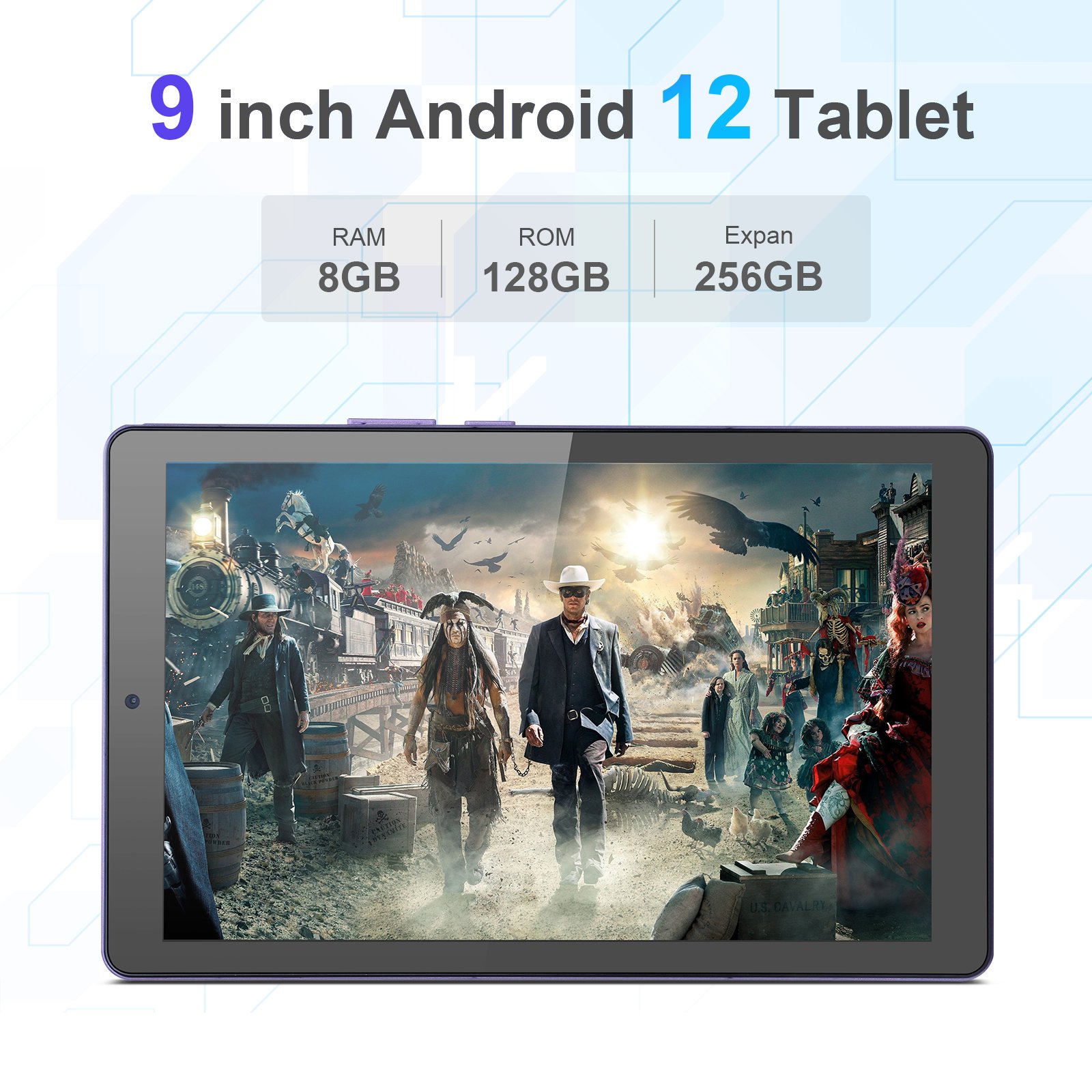 ODM Factory in China 8000mAh Battery 8GB RAM 512GB ROM WiFi Tablet for Adults Dual Camera IPS Screen 9 inch Android 12 Purple