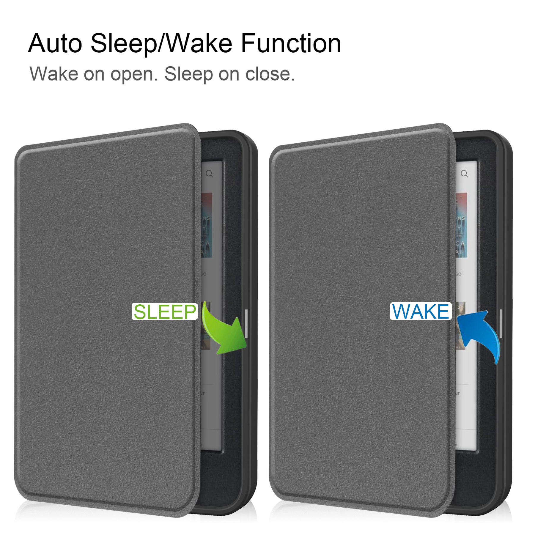 CYKE TPU Leather Tablet Case Tablet Stand Folio Protective Cover With Automatic Sleep For Kobo Clara Colour