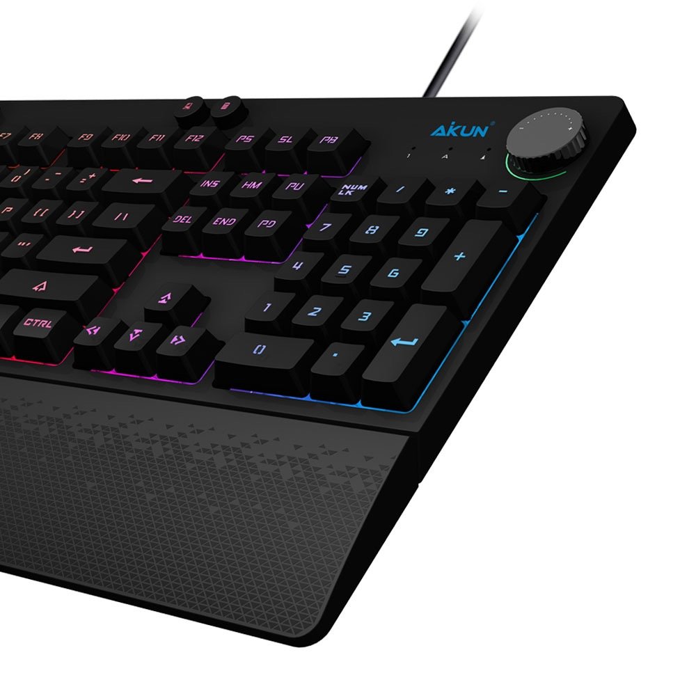 AIKUN GX650 Wired Gaming Keyboard-Full Size/LED Backlit/Spill-Resistant Design/Multimedia Keys/Quiet USB Membrane Keyboards