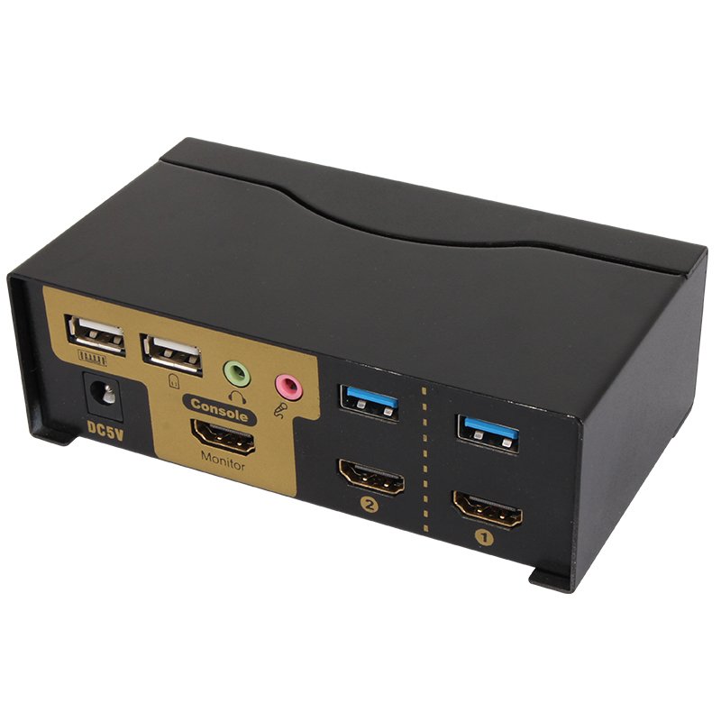 VCOM HDMI KVM Display Switch 4K@60Hz 2 Port Hotkey for HD Screens Dual PC Keyboard Mouse Switcher Black