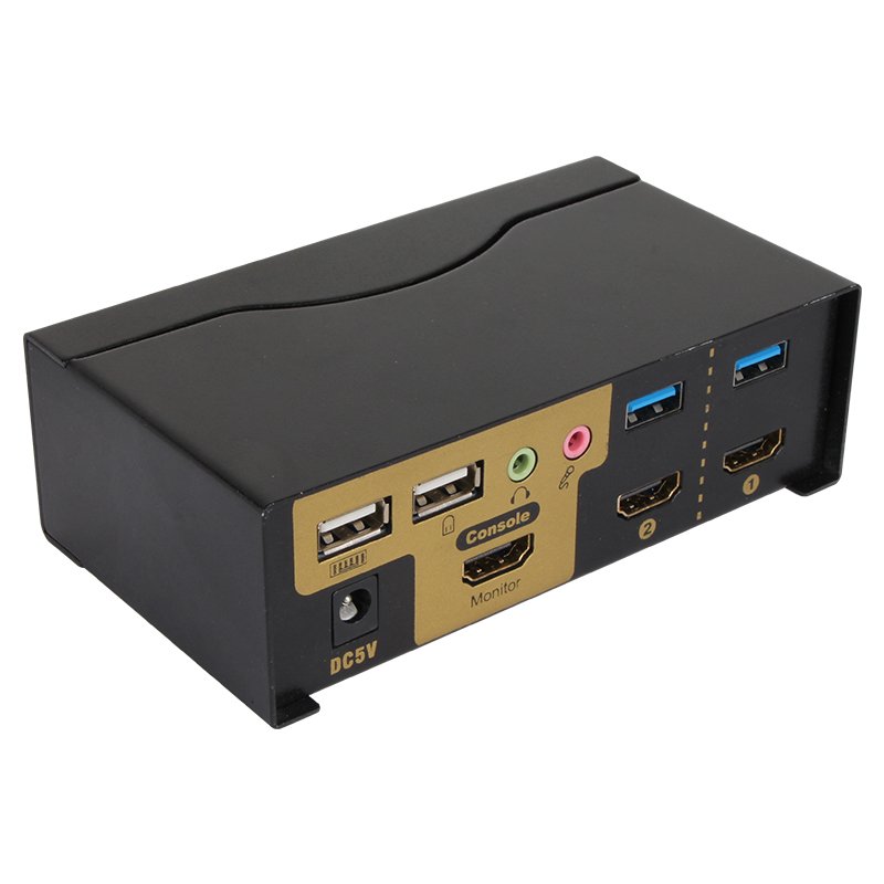 VCOM HDMI KVM Display Switch 4K@60Hz 2 Port Hotkey for HD Screens Dual PC Keyboard Mouse Switcher Black