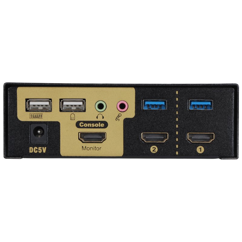 VCOM HDMI KVM Display Switch 4K@60Hz 2 Port Hotkey for HD Screens Dual PC Keyboard Mouse Switcher Black