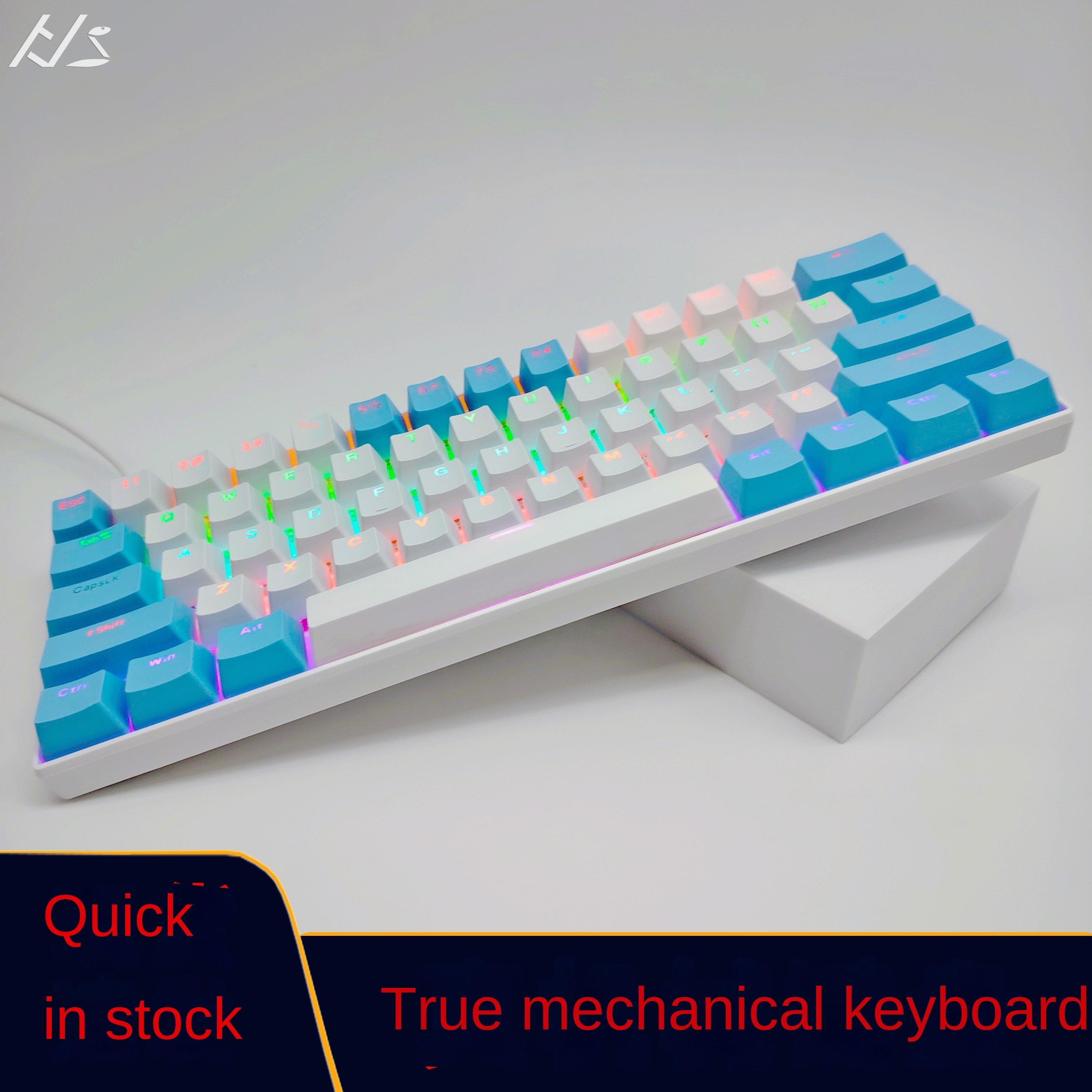 Spot wholesale HJSDZHI 61 mechanical keyboard mixed light commercial office peripherals green and black tea shaft switch