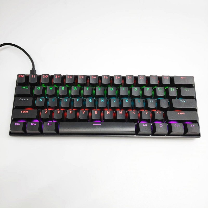 Spot wholesale HJSDZHI 61 mechanical keyboard mixed light commercial office peripherals green and black tea shaft switch