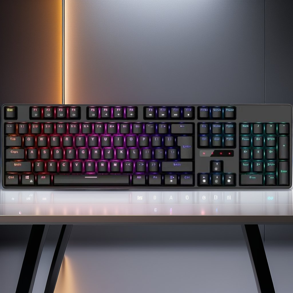 T DAGGER RGB Mechanical Gaming Keyboard All-Keys No Conflict PBT Wired USB Interface Colorful Rainbow Backlight Red Switches