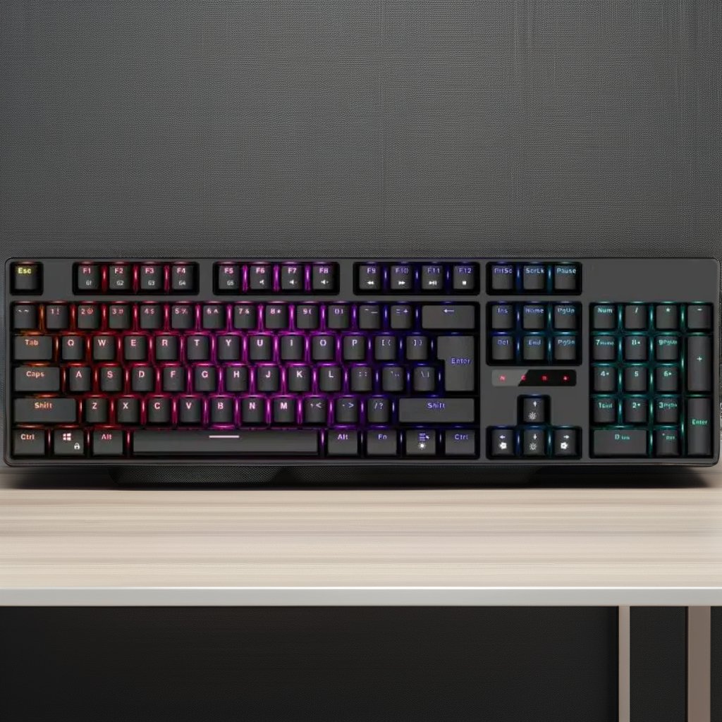 T DAGGER RGB Mechanical Gaming Keyboard All-Keys No Conflict PBT Wired USB Interface Colorful Rainbow Backlight Red Switches