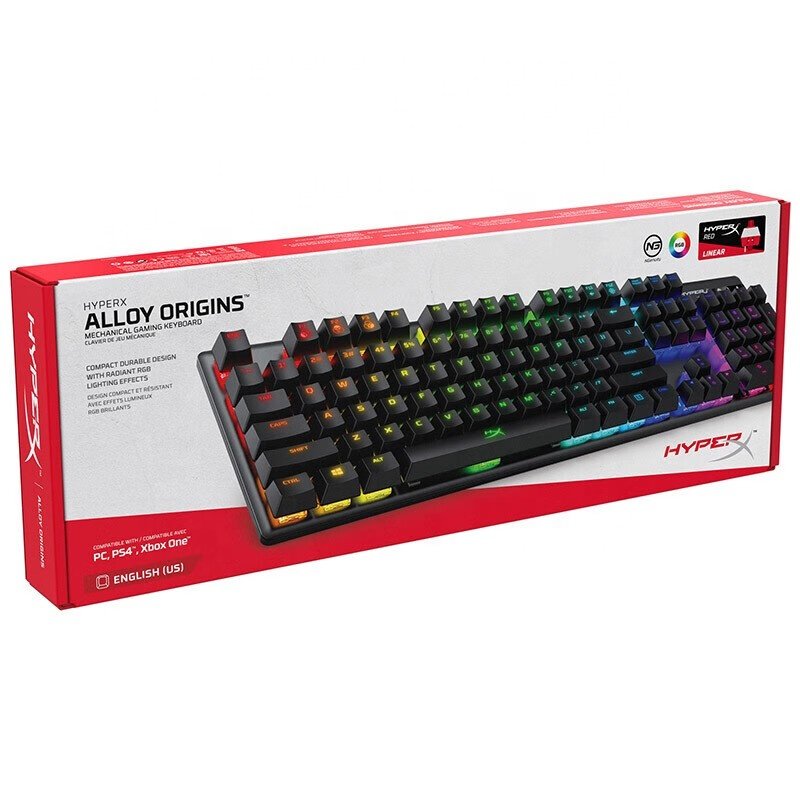 For HyperX Alloy Origins Mechanical Gaming Keyboard 104 Keys Black Switch Red Axis For PC Computer Laptop