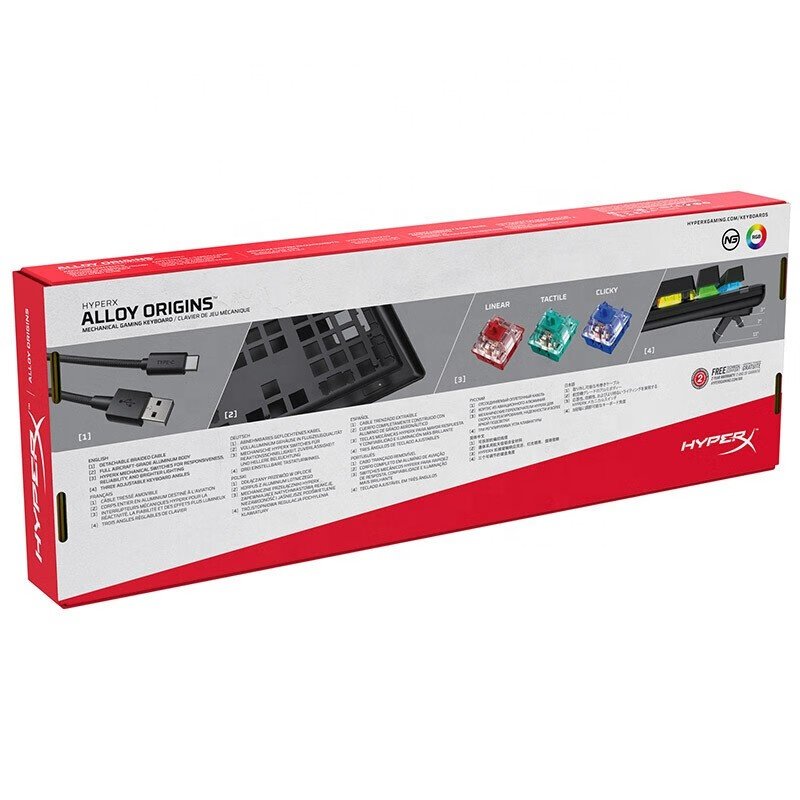 For HyperX Alloy Origins Mechanical Gaming Keyboard 104 Keys Black Switch Red Axis For PC Computer Laptop
