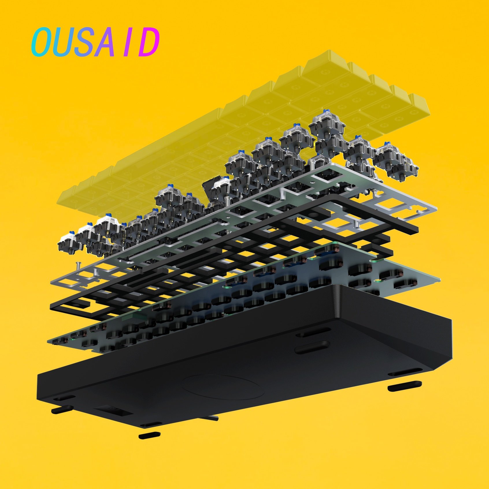 Ousaid keyboard DK61S DIY wireless hotswappable Gateron optical switch 60% slim red switch rgb gaming mechanical