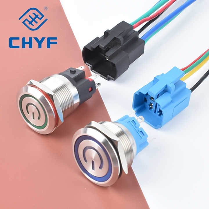 IP67 Latching Self Lock Push Button Switch Momentary Metal High Current Power Waterproof 22mm 15A Red Green LED 12V 110V 220V