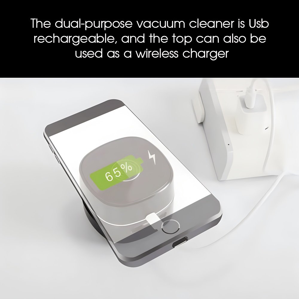 Mini Portable USB Rechargeable Electric Desktop Vacuum Cleaner With Wireless Charger For Desk Table Home Office Student Keyboard