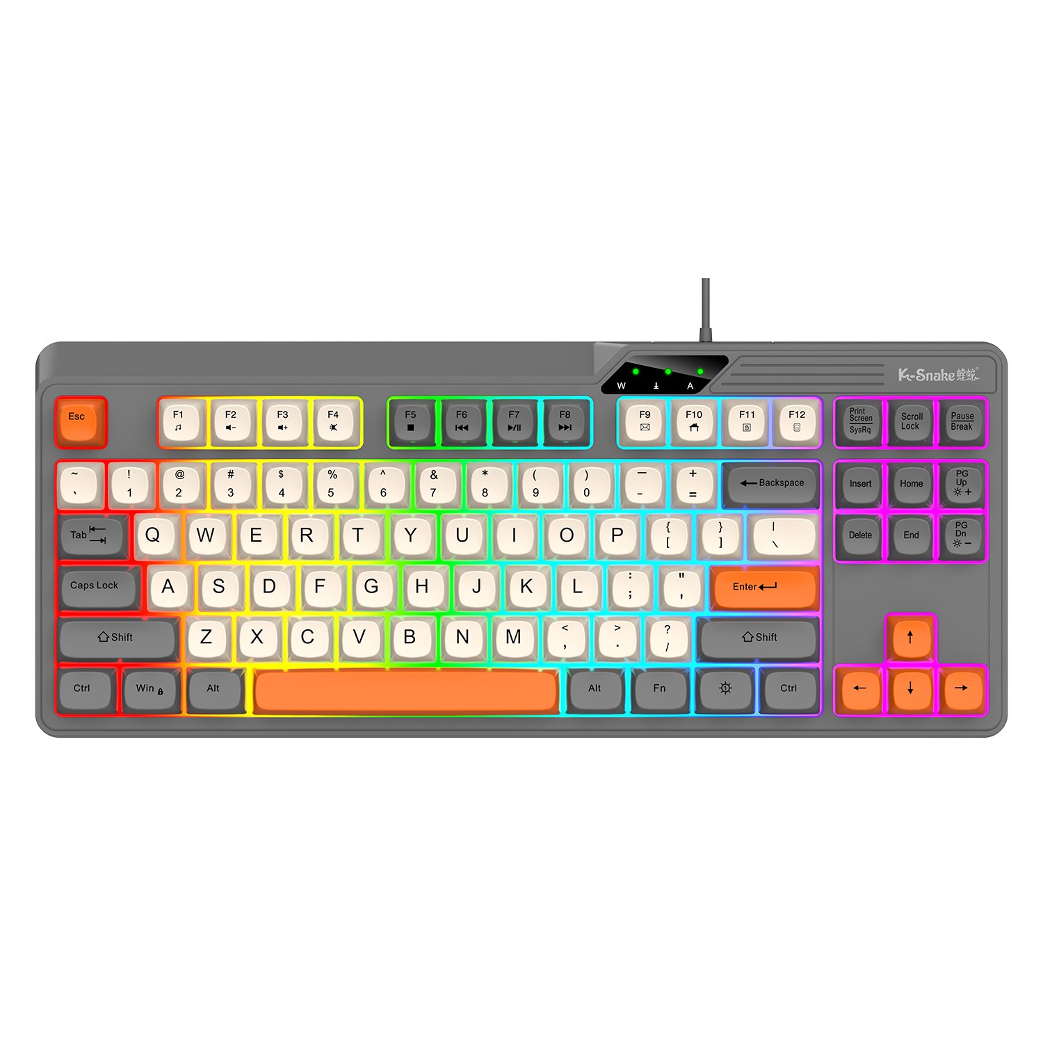 Free Wolf M87 Wireless BT Dual Mode Mechanical Touch Keyboard Game Esports Office Silent PBT Ball Hat Keyboard