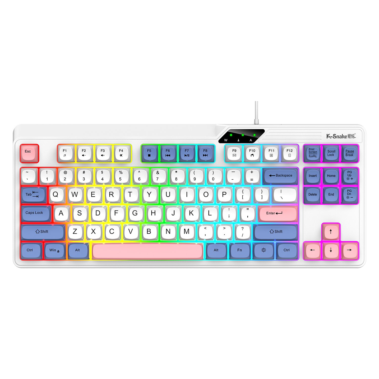 Free Wolf M87 Wireless BT Dual Mode Mechanical Touch Keyboard Game Esports Office Silent PBT Ball Hat Keyboard