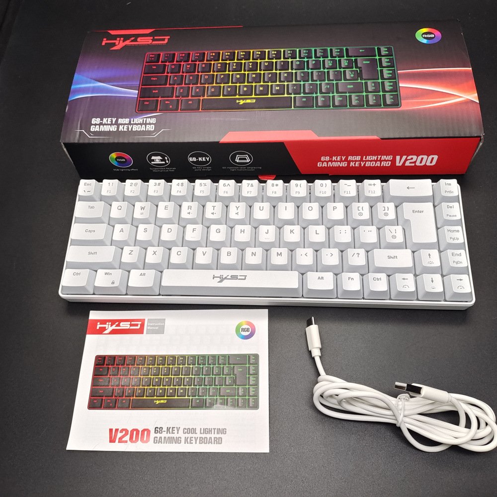 Wired Membrane Keyboard RGB LED Backlight Gaming Keyboard 68keys Computer Keyboard Gamer For PC Laptop Game/Office
