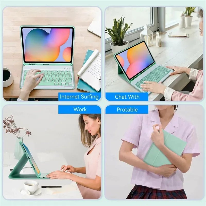 Colorful Full Protective Dropshipping Build-in Pen Tray Wireless BT Magnetic Stand Leather Case With Keyboard For iPad Air 2