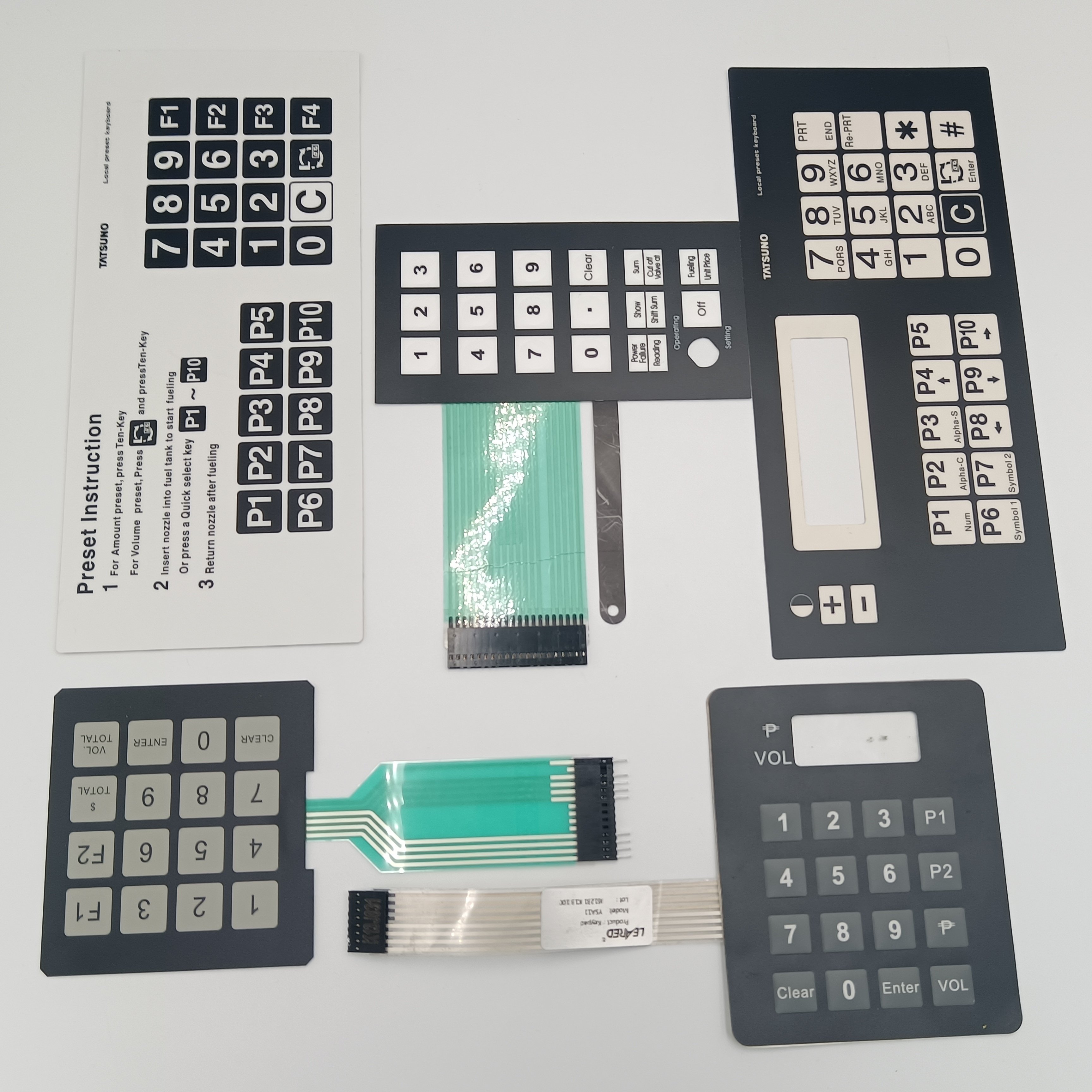 Customized Fuel Dispenser Front Control Panel 4*4 Keypad Switch Metal Dome Embossed Waterproof and Durable 16key Membrane Switch