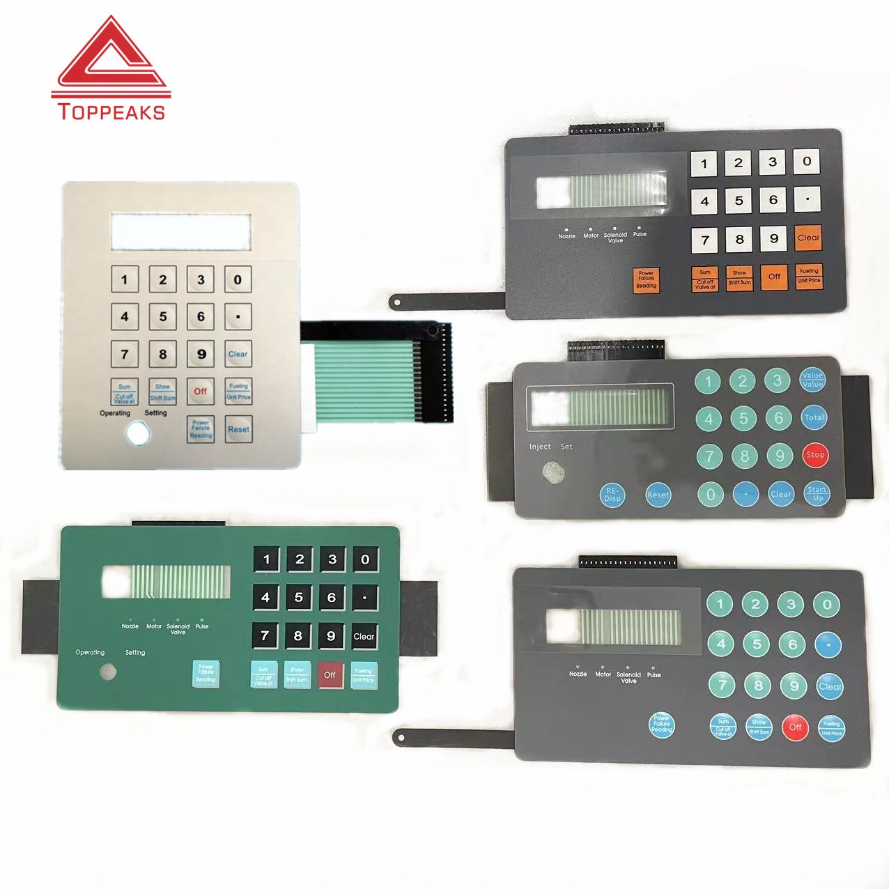 Customized Fuel Dispenser Front Control Panel 4*4 Keypad Switch Metal Dome Embossed Waterproof and Durable 16key Membrane Switch