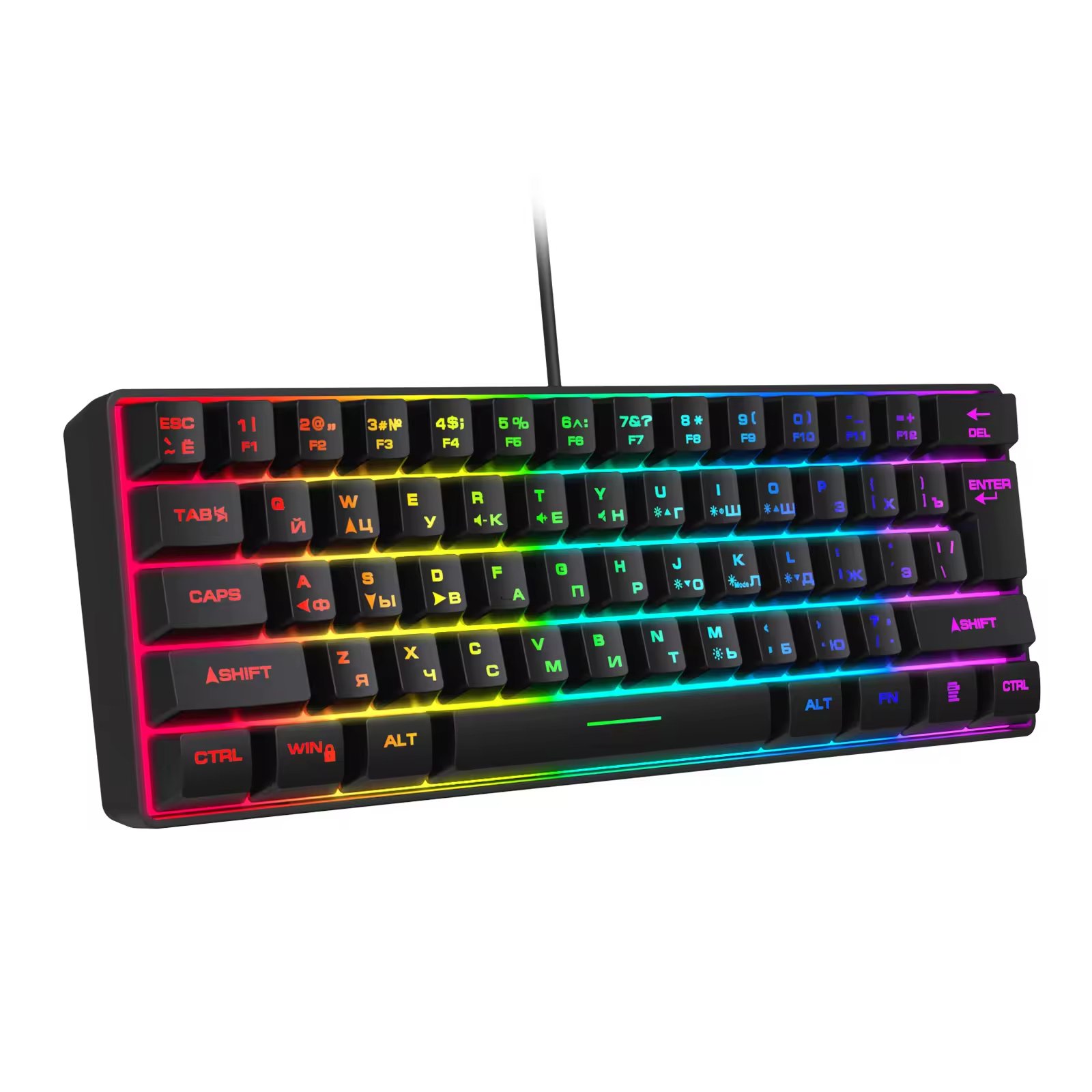 Professional Mechanical Keyboard RGB Anti Ghosting USB Mechanical Keyboard for Home Game Wired Gaming Keyboard 61Keys