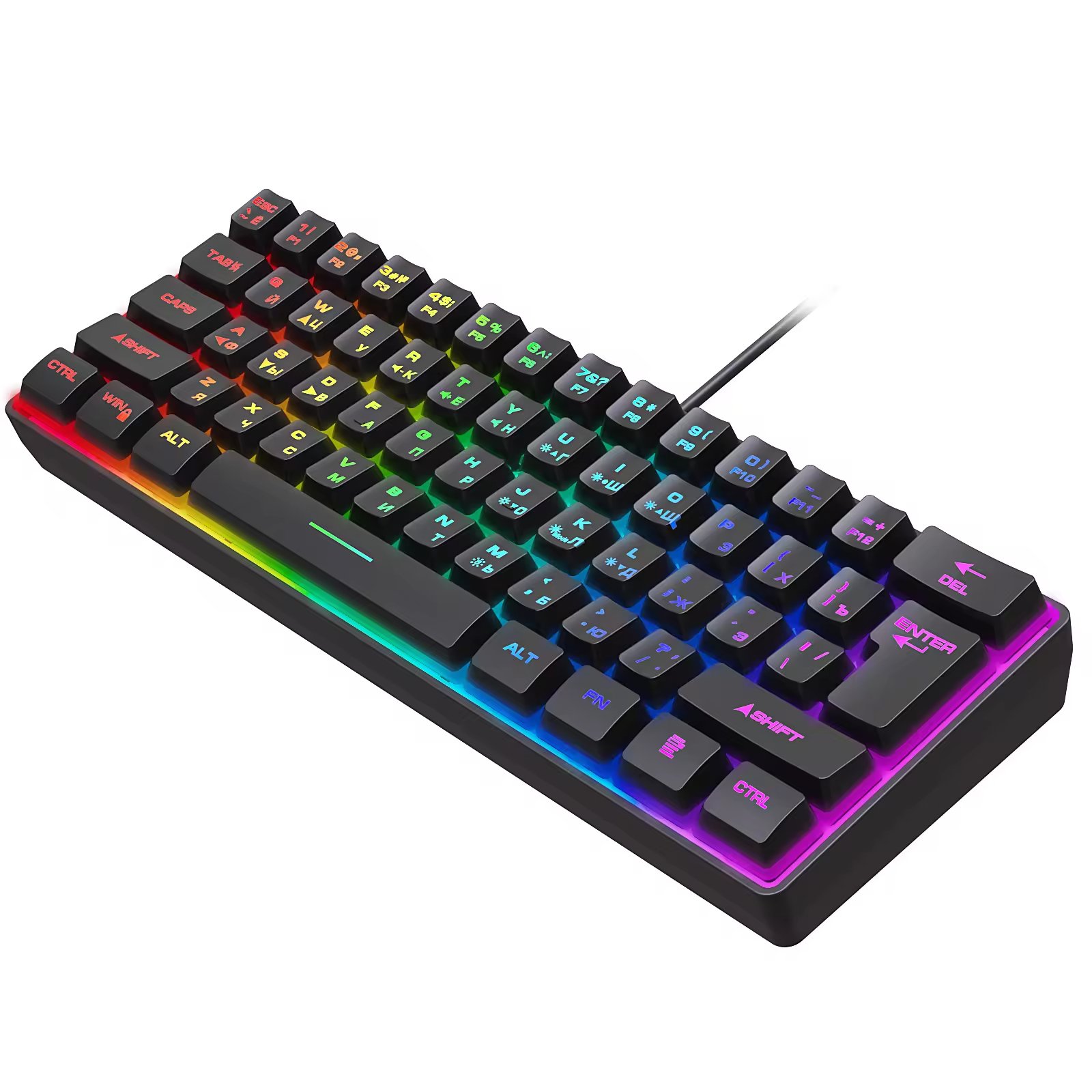 Professional Mechanical Keyboard RGB Anti Ghosting USB Mechanical Keyboard for Home Game Wired Gaming Keyboard 61Keys