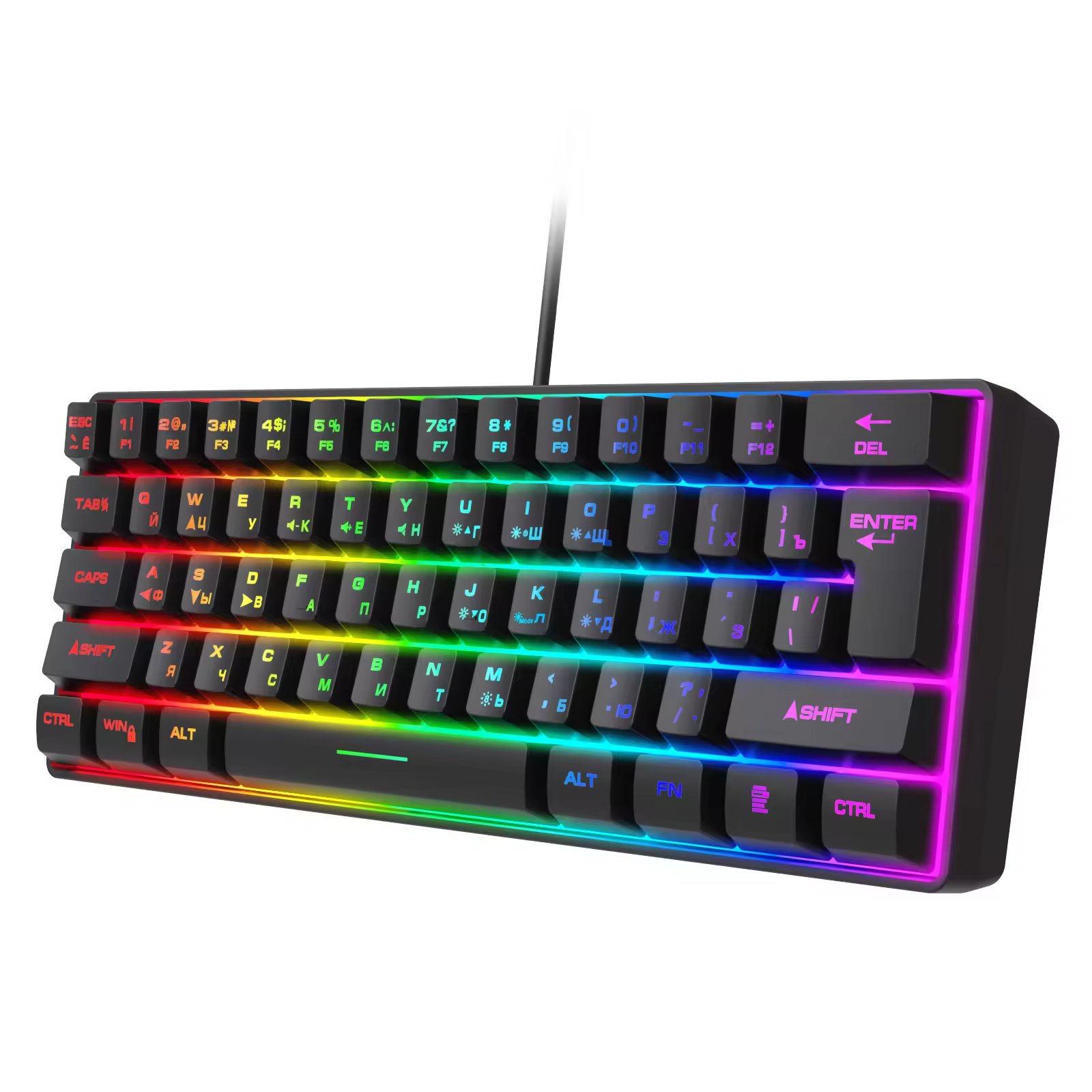 Professional Mechanical Keyboard RGB Anti Ghosting USB Mechanical Keyboard for Home Game Wired Gaming Keyboard 61Keys